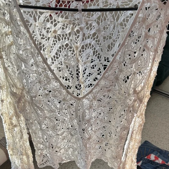 Free People Ivory Crochet Lace Top - Picture 2 of 4